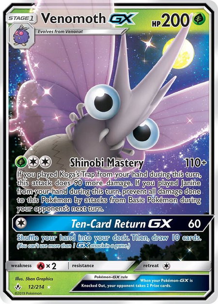 Venomoth GX - SM - Unbroken Bonds Pokémon trading card