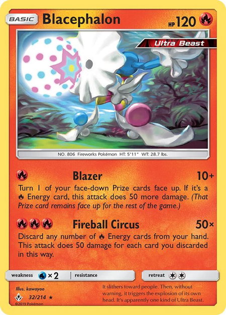 Blacephalon trading card from SM - Unbroken Bonds Blacephalon - SM - Unbroken Bonds Pokémon trading card