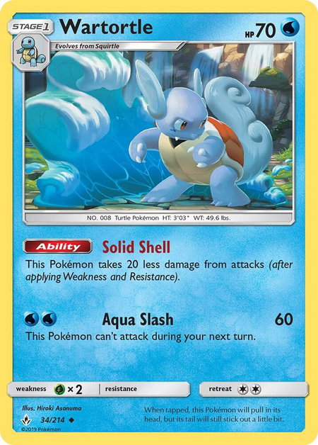 Wartortle trading card from SM - Unbroken Bonds Wartortle - SM - Unbroken Bonds Pokémon trading card