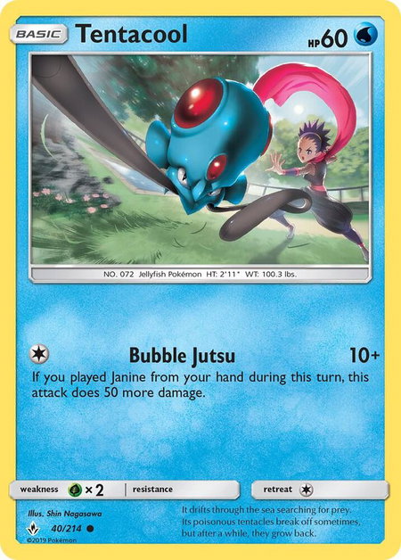Tentacool trading card from SM - Unbroken Bonds Tentacool - SM - Unbroken Bonds Pokémon trading card