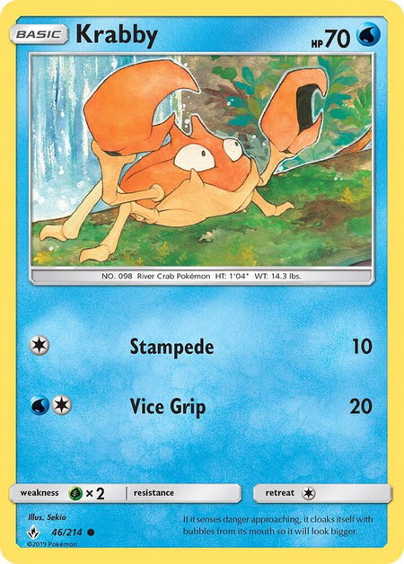 Krabby trading card from SM - Unbroken Bonds Krabby - SM - Unbroken Bonds Pokémon trading card