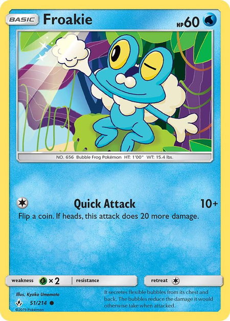 Froakie trading card from SM - Unbroken Bonds Froakie - SM - Unbroken Bonds Pokémon trading card