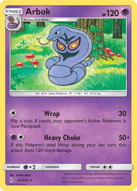 Arbok - SM - Unbroken Bonds Pokémon trading card
