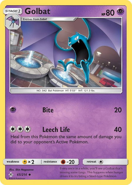 Golbat trading card from SM - Unbroken Bonds Golbat - SM - Unbroken Bonds Pokémon trading card