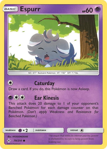 Espurr - SM - Unbroken Bonds Pokémon trading card