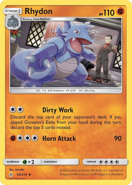 Rhydon - SM - Unbroken Bonds Pokémon trading card