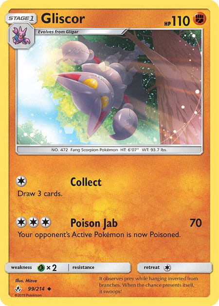Gliscor trading card from SM - Unbroken Bonds Gliscor - SM - Unbroken Bonds Pokémon trading card