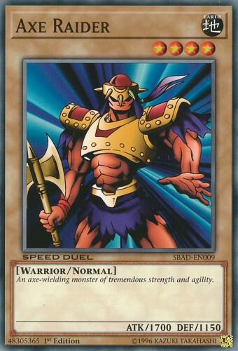 Axe Raider trading card from Speed Duel: Attack from the Deep Axe Raider - Speed Duel: Attack from the Deep YuGiOh trading card