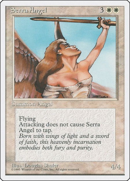 Serra Angel trading card from Fourth Edition Serra Angel - Fourth Edition Magic: The Gathering trading card