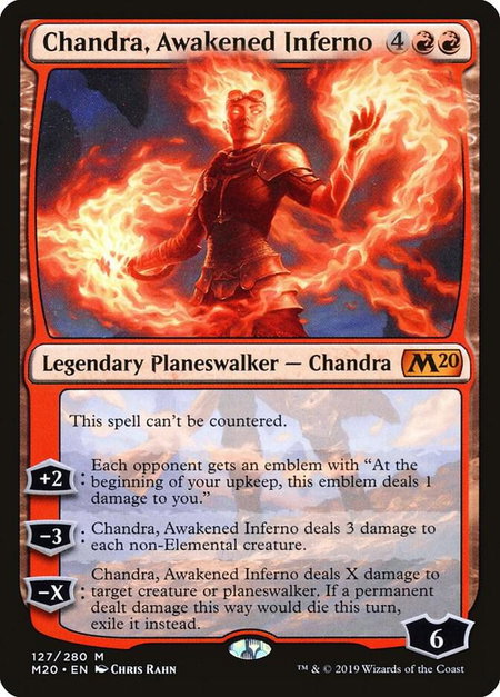 Chandra, Awakened Inferno trading card from Core Set 2020 Chandra, Awakened Inferno - Core Set 2020 Magic: The Gathering trading card
