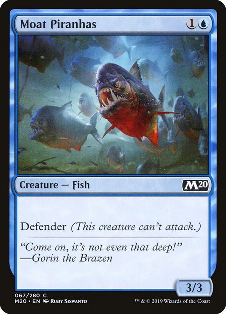 Moat Piranhas trading card from Core Set 2020 Moat Piranhas - Core Set 2020 Magic: The Gathering trading card