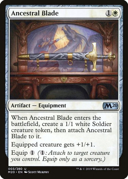 Ancestral Blade trading card from Core Set 2020 Ancestral Blade - Core Set 2020 Magic: The Gathering trading card