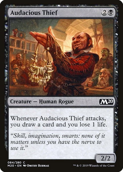 Audacious Thief trading card from Core Set 2020 Audacious Thief - Core Set 2020 Magic: The Gathering trading card