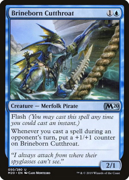Brineborn Cutthroat trading card from Core Set 2020 Brineborn Cutthroat - Core Set 2020 Magic: The Gathering trading card