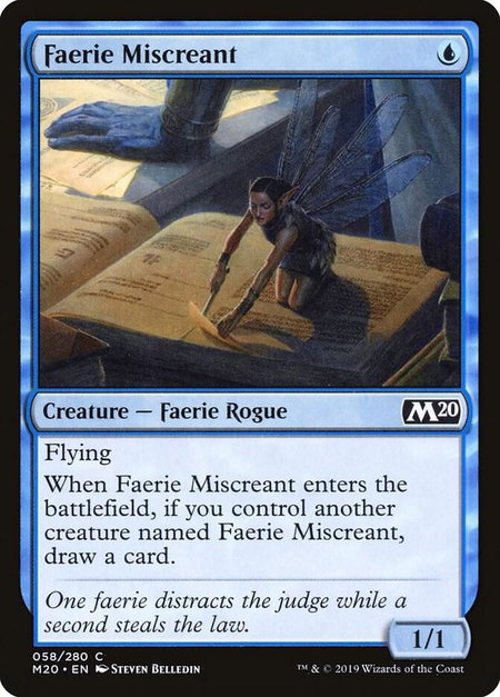 Faerie Miscreant trading card from Core Set 2020 Faerie Miscreant - Core Set 2020 Magic: The Gathering trading card