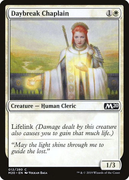 Daybreak Chaplain trading card from Core Set 2020 Daybreak Chaplain - Core Set 2020 Magic: The Gathering trading card