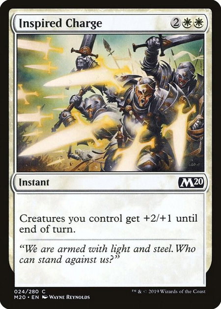 Inspired Charge trading card from Core Set 2020 Inspired Charge - Core Set 2020 Magic: The Gathering trading card