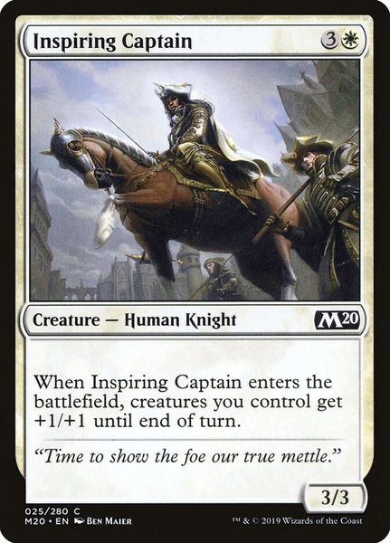 Inspiring Captain trading card from Core Set 2020 Inspiring Captain - Core Set 2020 Magic: The Gathering trading card