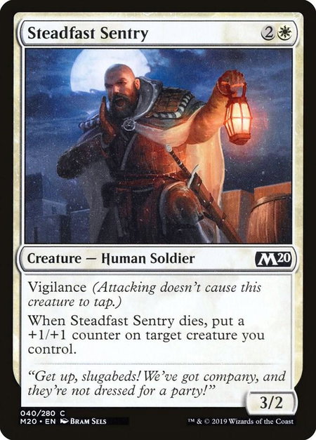 Steadfast Sentry trading card from Core Set 2020 Steadfast Sentry - Core Set 2020 Magic: The Gathering trading card