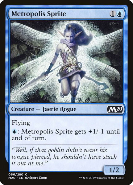 Metropolis Sprite trading card from Core Set 2020 Metropolis Sprite - Core Set 2020 Magic: The Gathering trading card