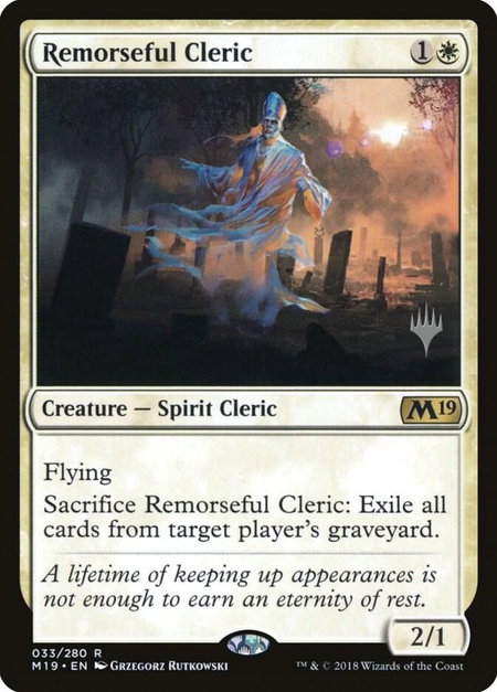 Remorseful Cleric trading card from Promo Pack: Core Set 2020 Remorseful Cleric - Promo Pack: Core Set 2020 Magic: The Gathering trading card