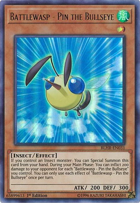 Battlewasp - Pin the Bullseye trading card from Battles of Legend: Hero's Revenge Battlewasp - Pin the Bullseye - Battles of Legend: Hero's Revenge YuGiOh trading card