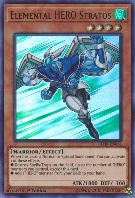 Elemental HERO Stratos - Battles of Legend: Hero's Revenge YuGiOh trading card