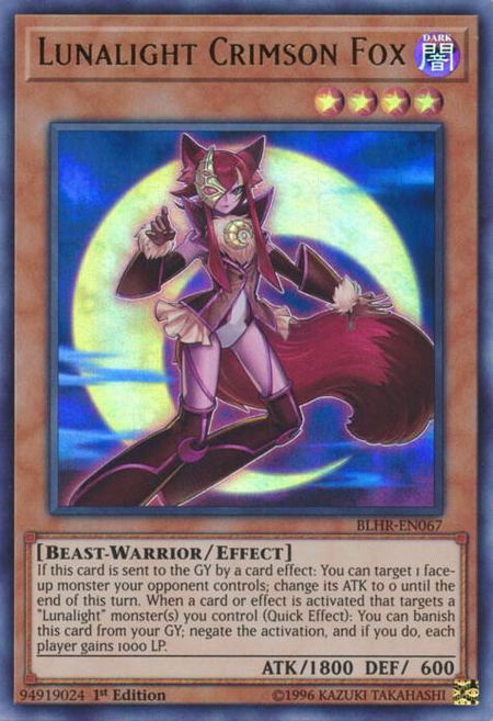 Lunalight Crimson Fox trading card from Battles of Legend: Hero's Revenge Lunalight Crimson Fox - Battles of Legend: Hero's Revenge YuGiOh trading card