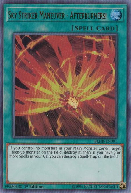 Sky Striker Maneuver - Afterburners! trading card from Battles of Legend: Hero's Revenge Sky Striker Maneuver - Afterburners! - Battles of Legend: Hero's Revenge YuGiOh trading card