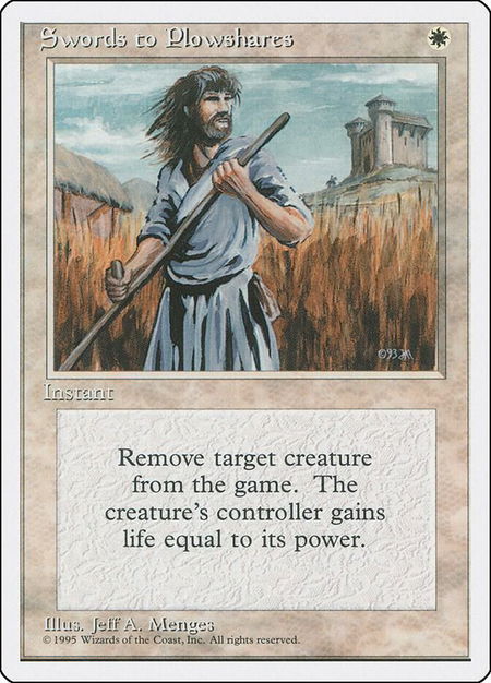 Swords to Plowshares trading card from Fourth Edition Swords to Plowshares - Fourth Edition Magic: The Gathering trading card