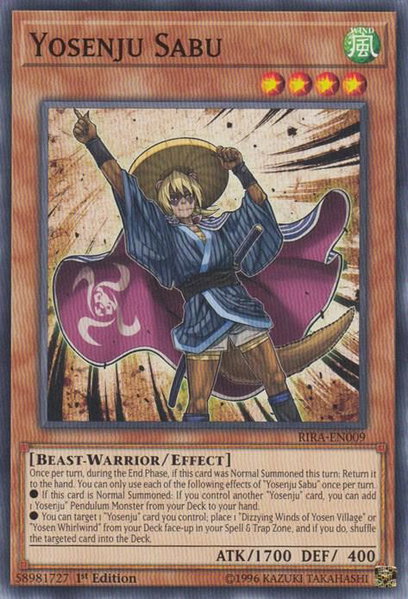 Yosenju Sabu trading card from Rising Rampage Yosenju Sabu - Rising Rampage YuGiOh trading card