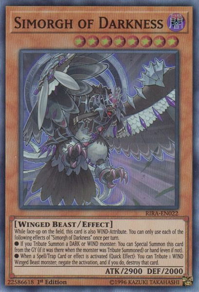 Simorgh of Darkness trading card from Rising Rampage Simorgh of Darkness - Rising Rampage YuGiOh trading card