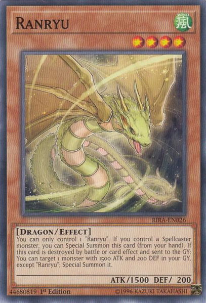Ranryu trading card from Rising Rampage Ranryu - Rising Rampage YuGiOh trading card