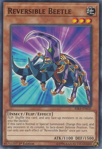 Reversible Beetle trading card from Rising Rampage Reversible Beetle - Rising Rampage YuGiOh trading card