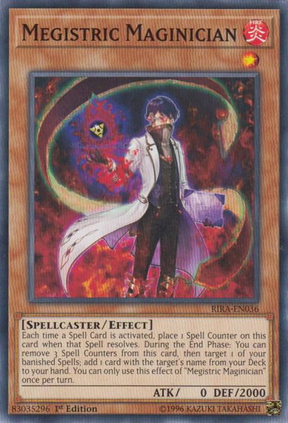 Megistric Maginician trading card from Rising Rampage Megistric Maginician - Rising Rampage YuGiOh trading card
