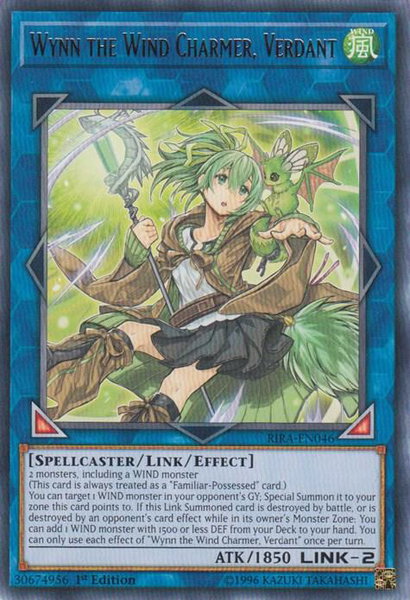 Wynn the Wind Charmer, Verdant trading card from Rising Rampage Wynn the Wind Charmer, Verdant - Rising Rampage YuGiOh trading card