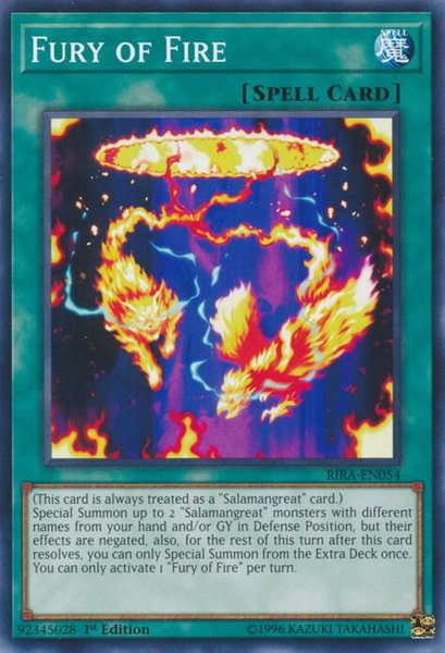 Fury of Fire trading card from Rising Rampage Fury of Fire - Rising Rampage YuGiOh trading card