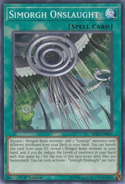 Simorgh Onslaught trading card from Rising Rampage Simorgh Onslaught - Rising Rampage YuGiOh trading card