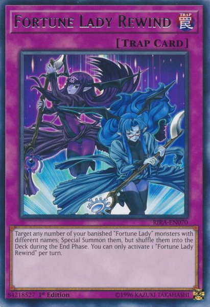 Fortune Lady Rewind trading card from Rising Rampage Fortune Lady Rewind - Rising Rampage YuGiOh trading card