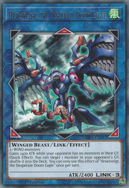 Hraesvelgr, the Desperate Doom Eagle trading card from Rising Rampage Hraesvelgr, the Desperate Doom Eagle - Rising Rampage YuGiOh trading card