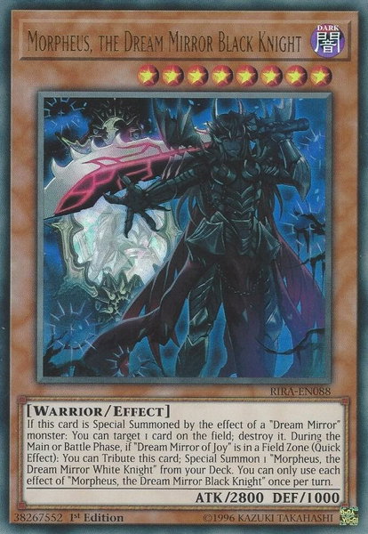 Morpheus, the Dream Mirror Black Knight trading card from Rising Rampage Morpheus, the Dream Mirror Black Knight - Rising Rampage YuGiOh trading card