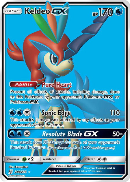 Keldeo GX (Full Art) trading card from SM - Unified Minds Keldeo GX (Full Art) - SM - Unified Minds Pokémon trading card