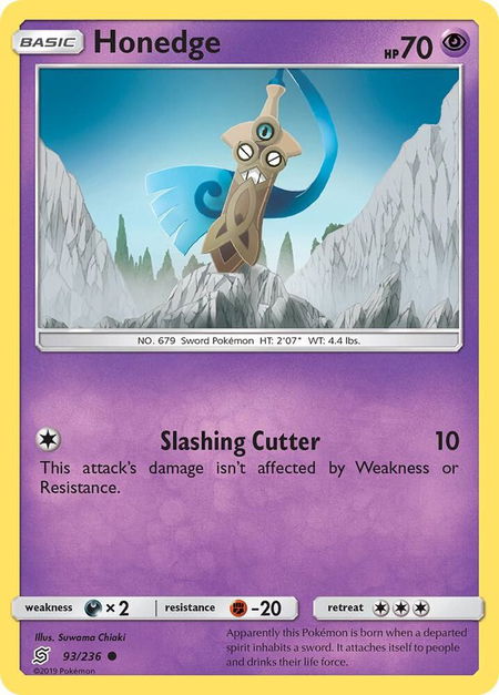 Honedge (93) - SM - Unified Minds Pokémon trading card