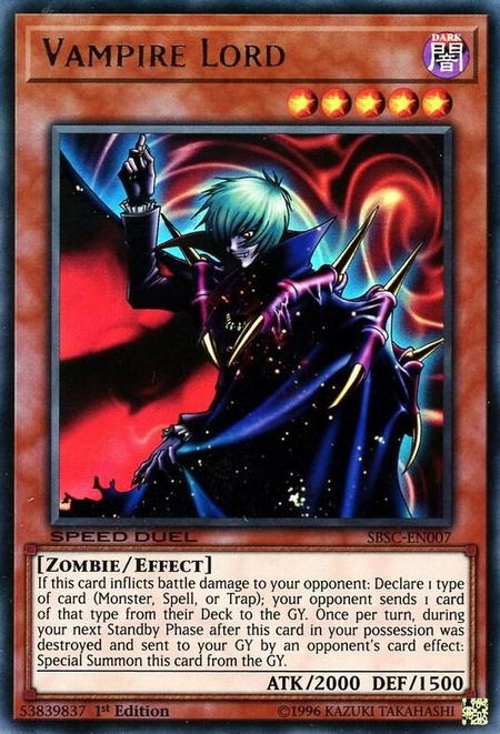 Vampire Lord - Speed Duel: Scars of Battle YuGiOh trading card