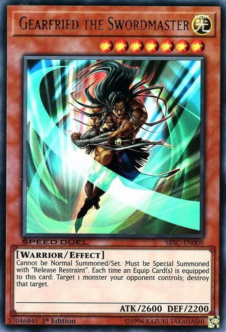 Gearfried the Swordmaster - Speed Duel: Scars of Battle YuGiOh trading card