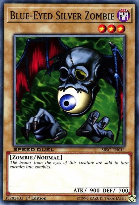 Blue-Eyed Silver Zombie trading card from Speed Duel: Scars of Battle Blue-Eyed Silver Zombie - Speed Duel: Scars of Battle YuGiOh trading card