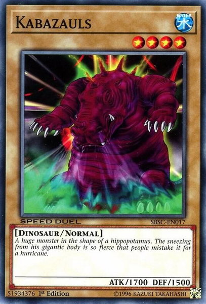 Kabazauls trading card from Speed Duel: Scars of Battle Kabazauls - Speed Duel: Scars of Battle YuGiOh trading card