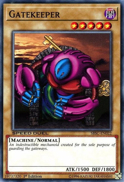 Gatekeeper trading card from Speed Duel: Scars of Battle Gatekeeper - Speed Duel: Scars of Battle YuGiOh trading card