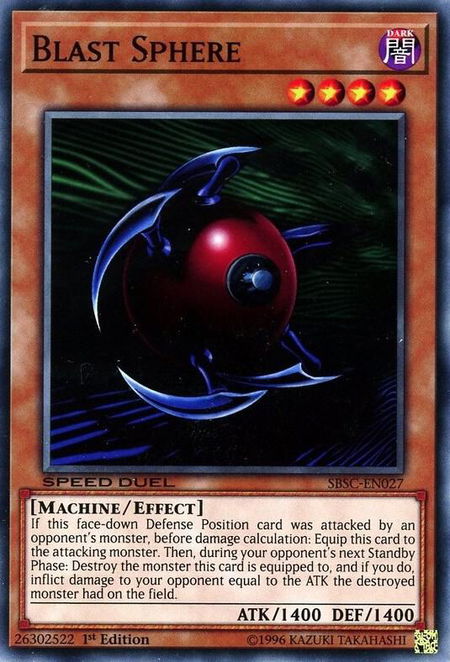 Blast Sphere trading card from Speed Duel: Scars of Battle Blast Sphere - Speed Duel: Scars of Battle YuGiOh trading card