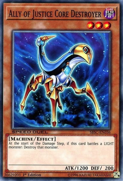 Ally of Justice Core Destroyer trading card from Speed Duel: Scars of Battle Ally of Justice Core Destroyer - Speed Duel: Scars of Battle YuGiOh trading card